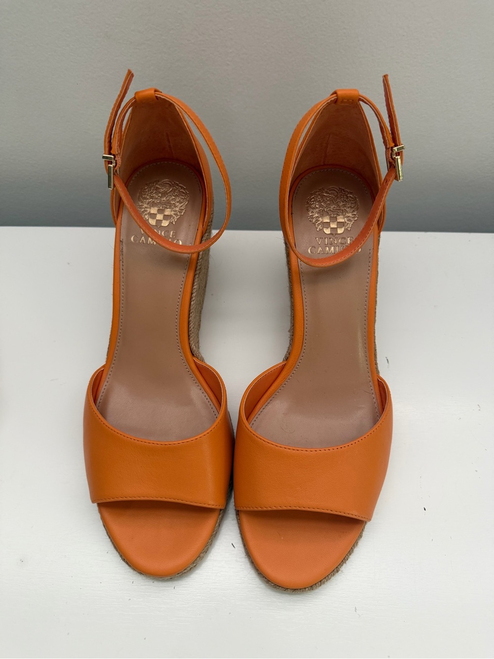 Vince Camuto Orange Espadrille Wedge Sandals with Ankle Strap sz 11 - Picture 5 of 6